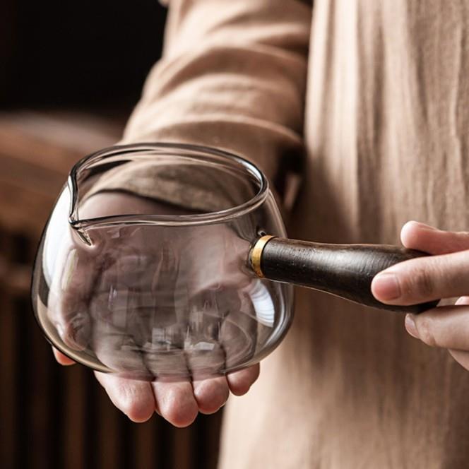 皇家玻璃博览会杯侧把手集成高端加厚公杯耐高温茶隔板大容量茶漏