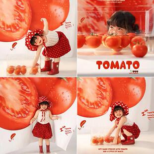 照相馆拍照背景布夏天儿童番茄写真背景布韩系氛围感肖像背景纸
