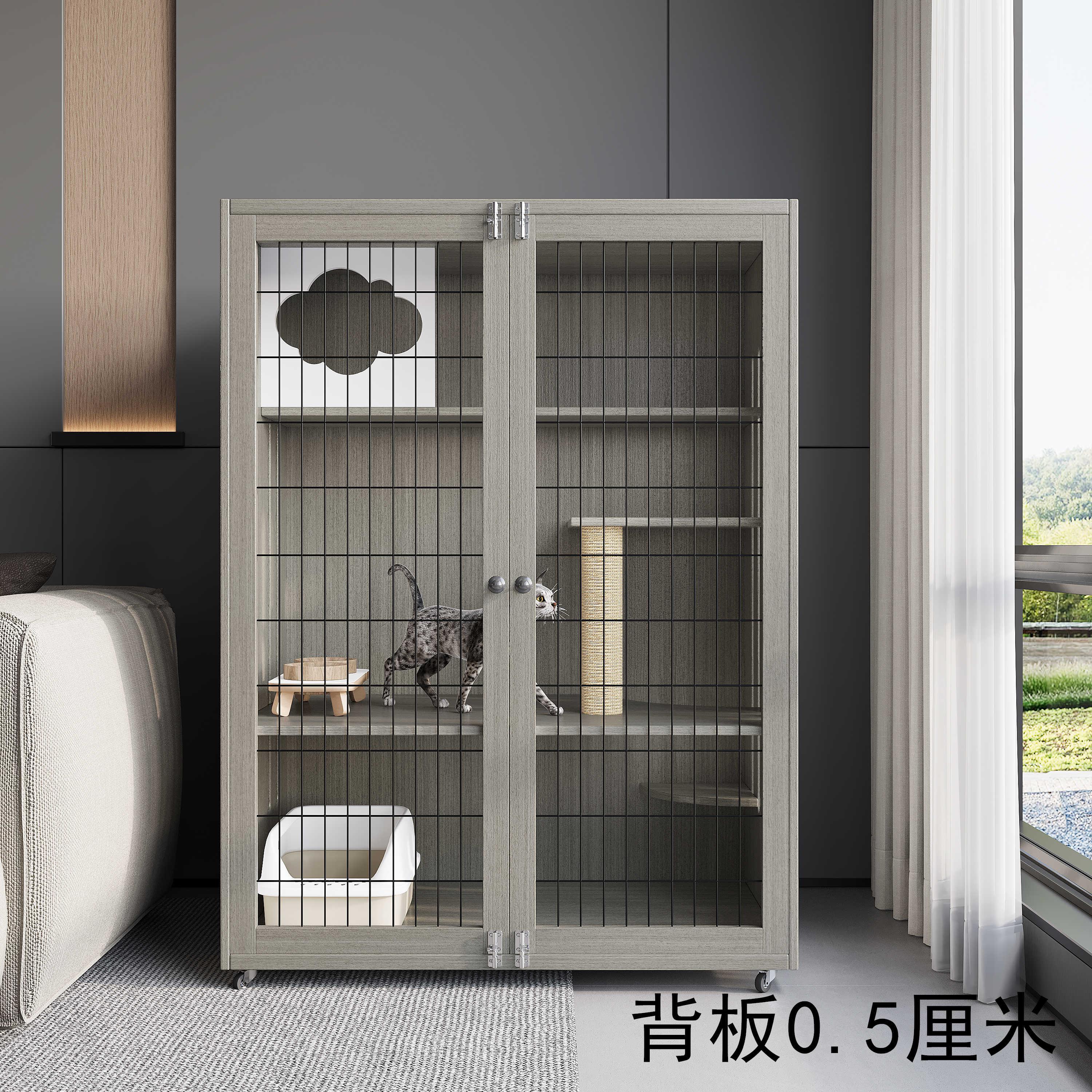 猫笼子家用猫别墅室内猫窝猫屋超大自由空间猫咪房子实木猫舍猫柜