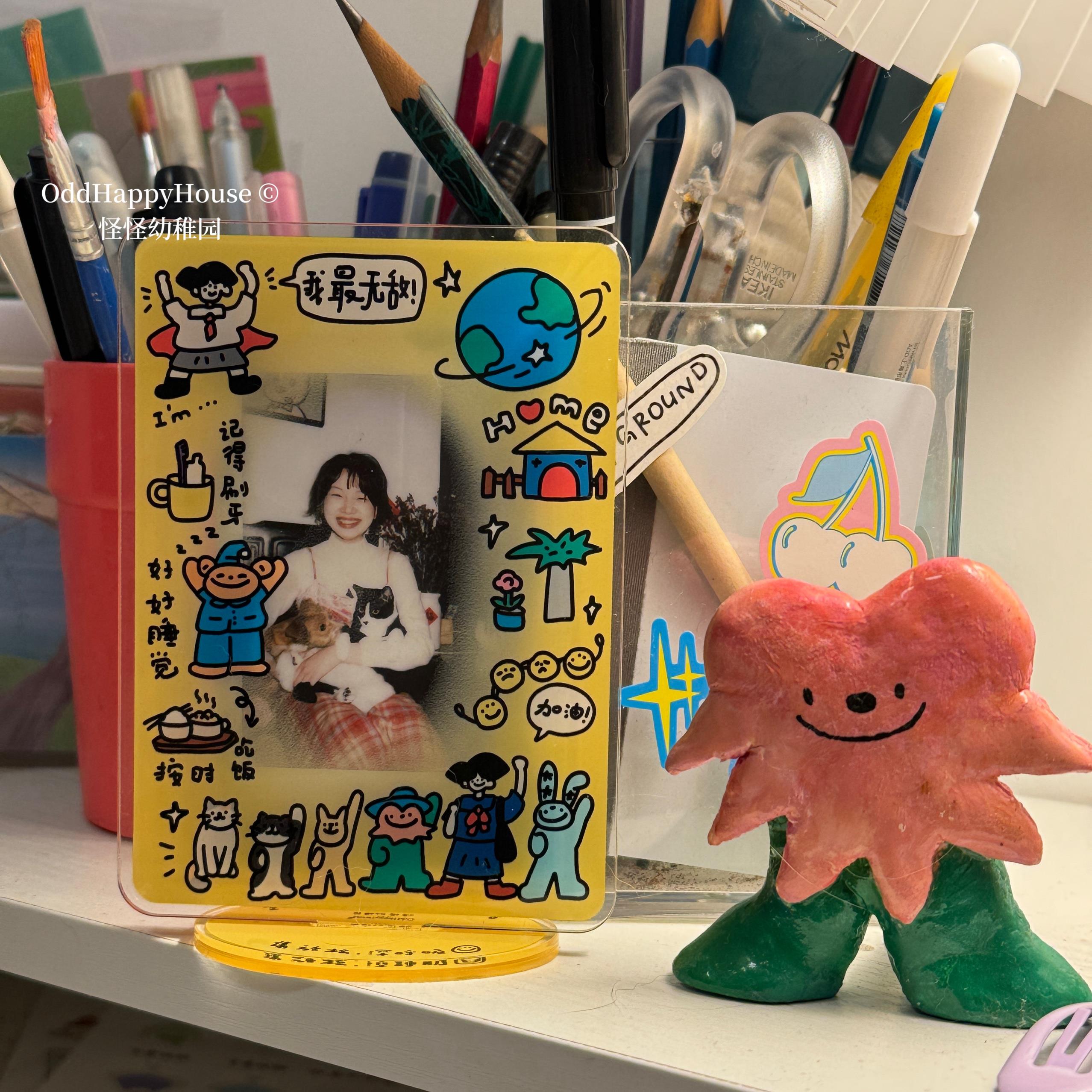 古怪的幼儿园原创丙烯酸相框宝丽来3英寸可爱的卡通风装饰站相框