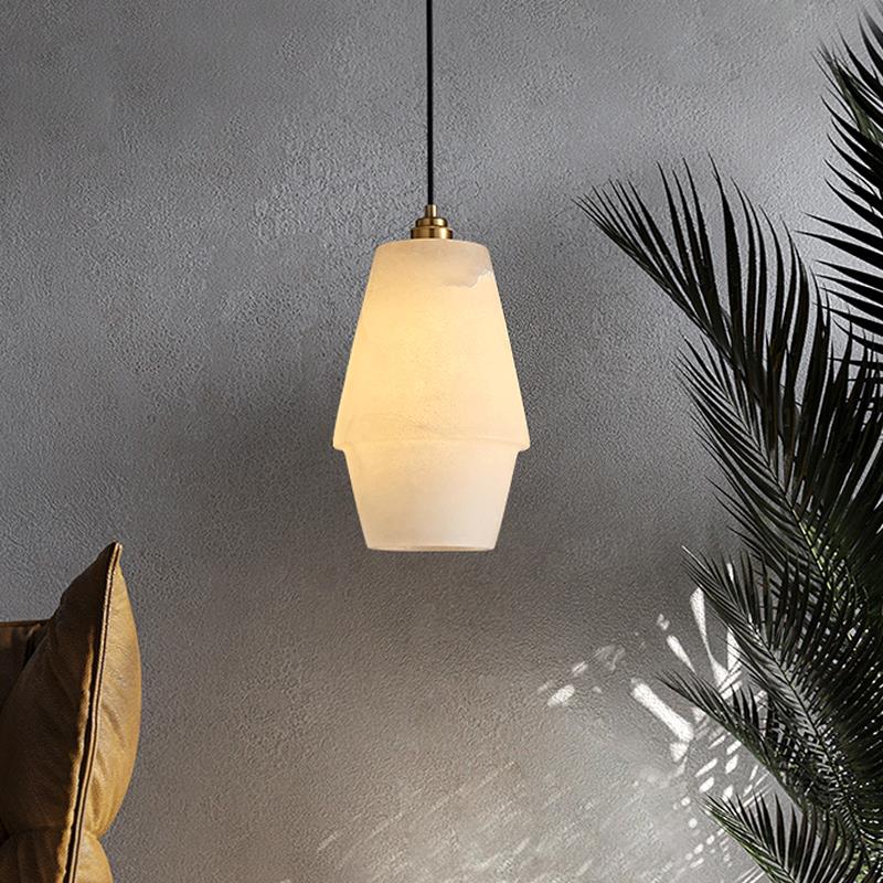 轻奢吊灯全铜西班牙进口天然云石餐厅灯简约吧台卧室床头小吊灯具