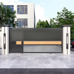 电动平移门别墅大门庭院大门农村自建房大门车库门铝合金双开大门