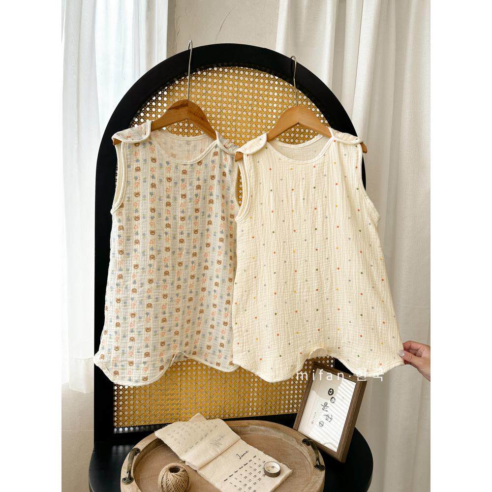 ins夏季宝宝睡袋前四后二无袖背心式婴儿防踢被儿童空调房护肚衣