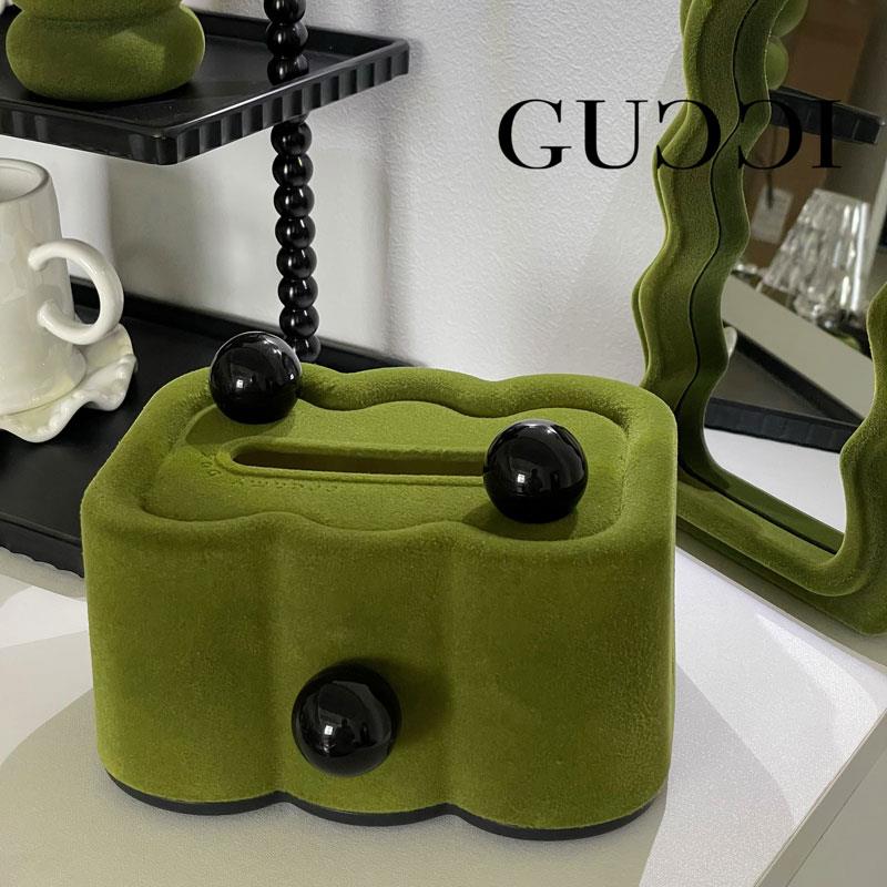 复古橄榄绿桌面餐巾收纳摆件客厅高级感丝绒弹簧纸巾盒卧室抽纸盒