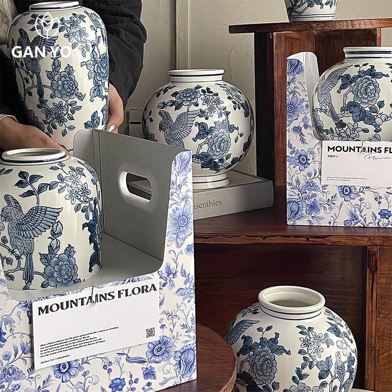 港与 青花瓷花瓶鲜花花束陶瓷插花瓶中式瓶插花家居装饰花瓶摆件,鲜花速递/花卉仿真/绿植园艺,花瓶,淘宝优惠券,粉丝福利购,淘宝优惠卷