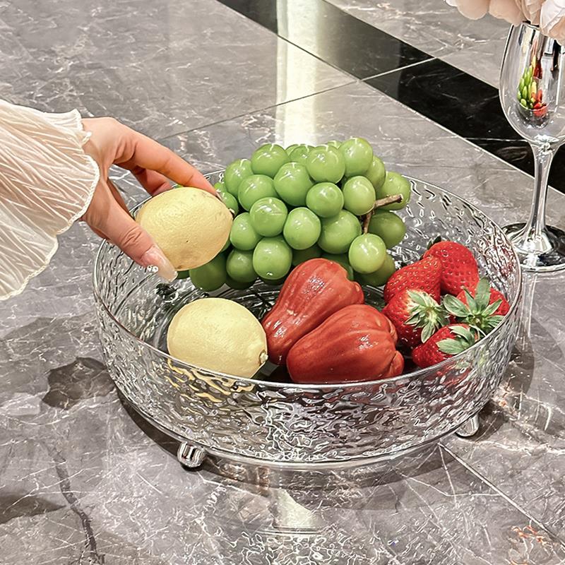 轻奢高档果盘家用客厅茶几2023新款高端大气水果盘旋转干果盘果篓