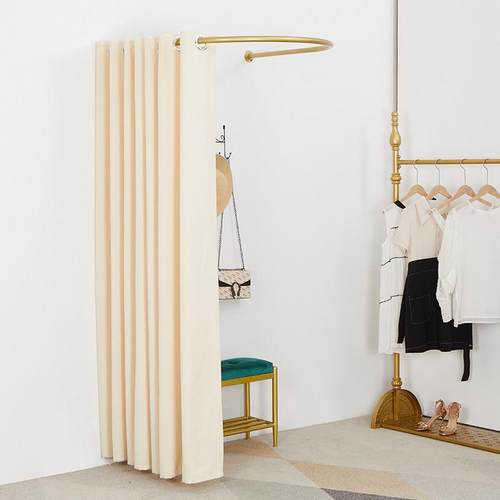 u型铁简易服装店装修隔断窗帘储物柜窗帘移动更衣室轨道Syj门帘定