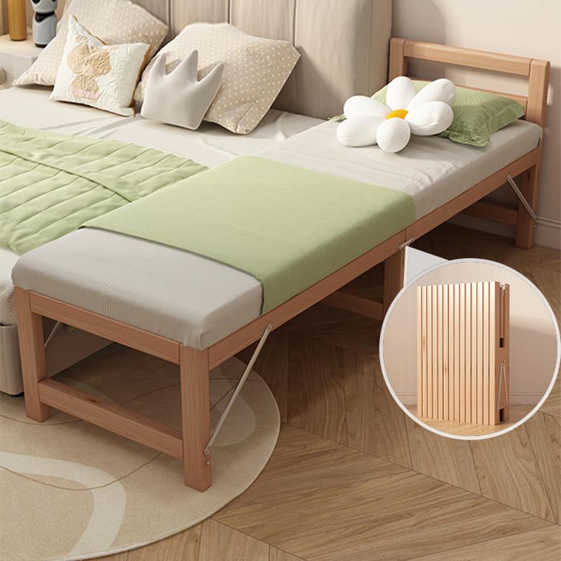 榉木儿童床带护栏床边加宽小床可折叠实木床婴儿床定制单人拼接床