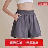 跑步三分裤 女外穿速干宽松瑜伽健身短裤 松紧腰运动短裤 防走光夏季