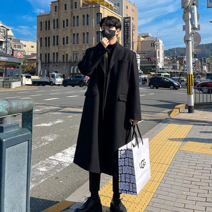 大衣男款冬季韩版羊绒中长版呢子高级感风衣男宽松加厚毛呢外套潮