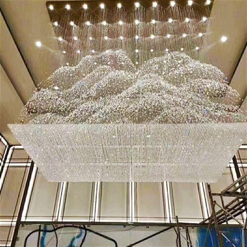 酒店大堂工程定制山造型水晶吸顶灯售楼部迎宾楼大U厅屏风创意灯