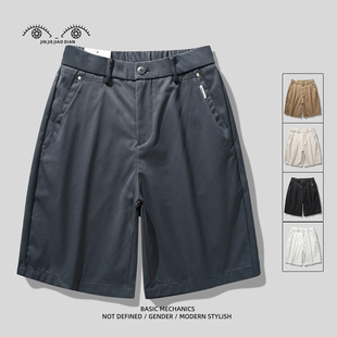 夏季 五分裤 薄款 裤 高端极简品质复古潮牌灰色休闲短裤 子男西裤 男士