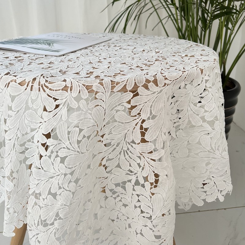 白色镂空桌布法式田园风刺绣餐桌布茶几柜防尘沙发盖布巾