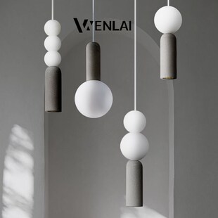 侘寂风店铺商用餐饮装 饰灯餐厅吊灯 工业风水泥吊灯极简个性 汶莱