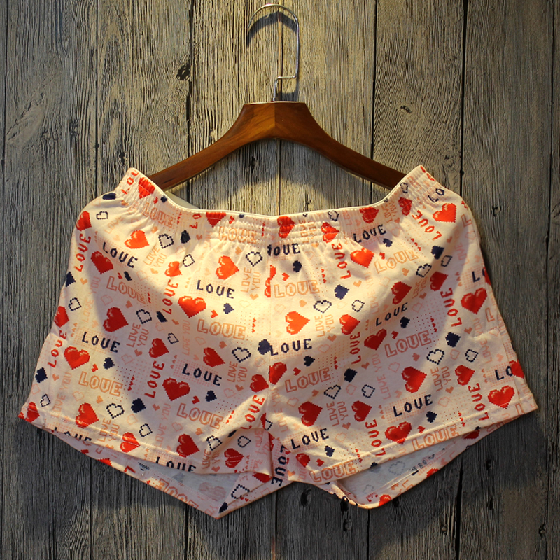 男士内裤纯棉透气四角裤卡通印花休F闲男生四角裤头家居裤阿罗裤