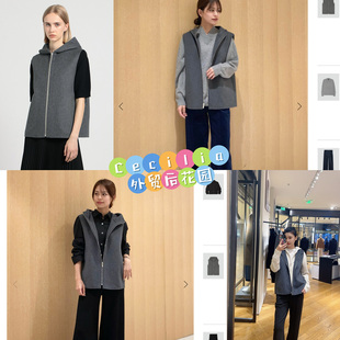 2026早春新款踢H 元~TH羊绒羊毛连帽马甲