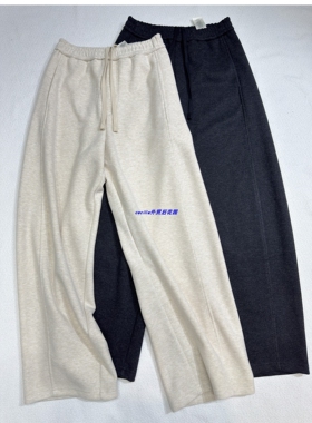 尾巴R0w里R0w气 温暖羊毛混纺抽绳休闲裤