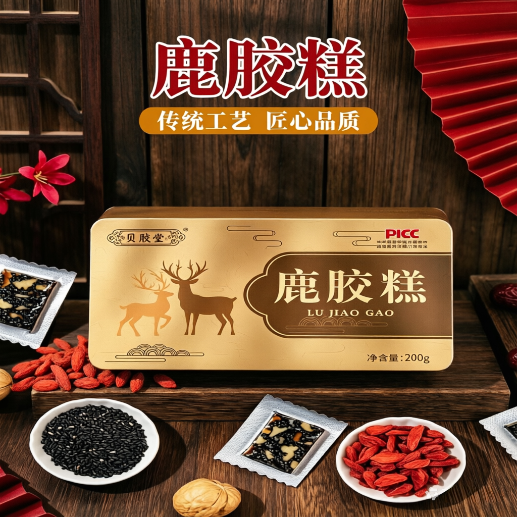即食鹿胶糕袋装铁盒装山东东阿特产古法熬制匠心品质过节送礼佳品