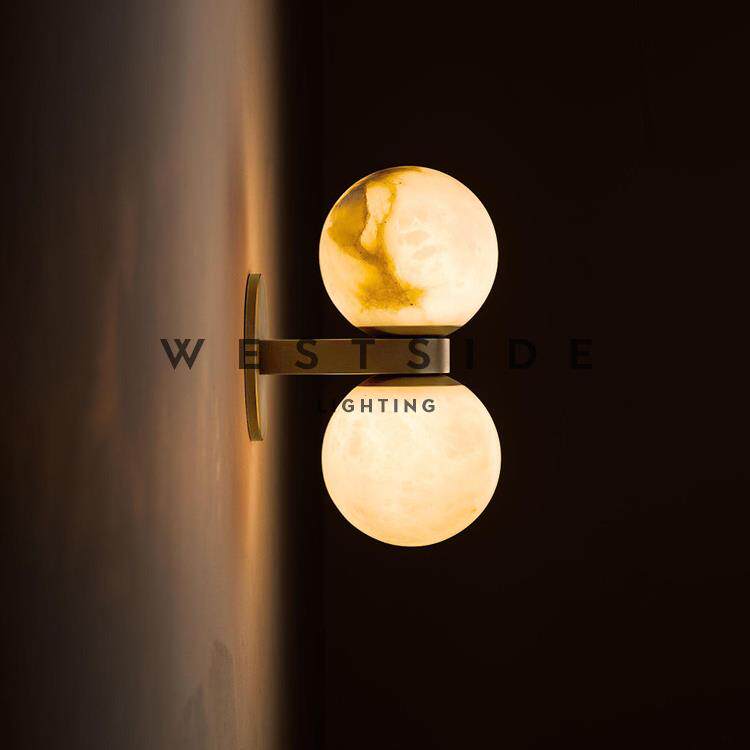Westside 西班牙天然云石壁灯卧室床头灯轻奢全铜圆球过道楼梯灯