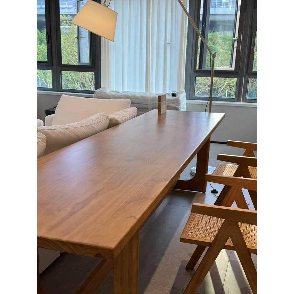 北欧实木餐桌小户型家用长方形饭桌现代简约轻奢办公桌