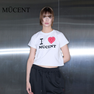 宽松时尚 mucentI 2025新款 上衣女夏短款 流行百搭 LOVE字母T恤短袖