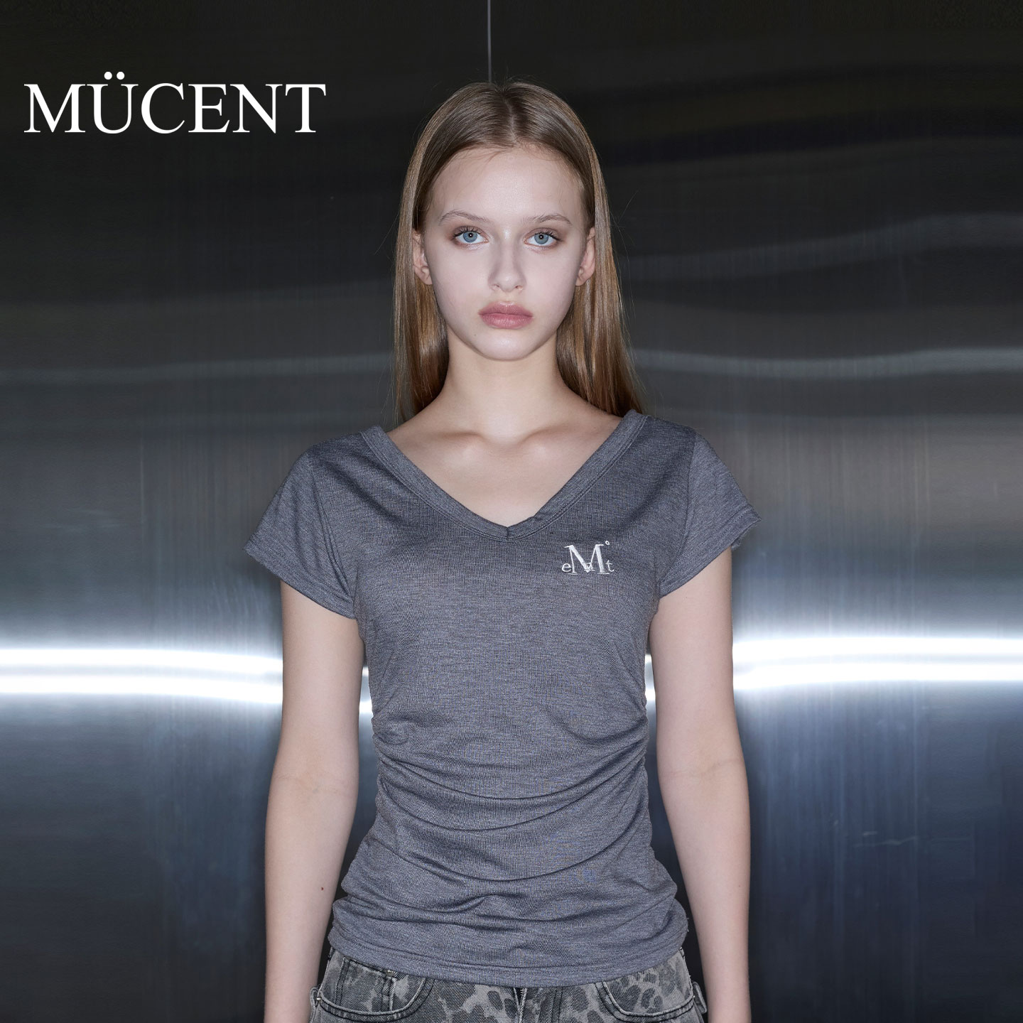 mucentv领T恤短袖女夏上衣时尚