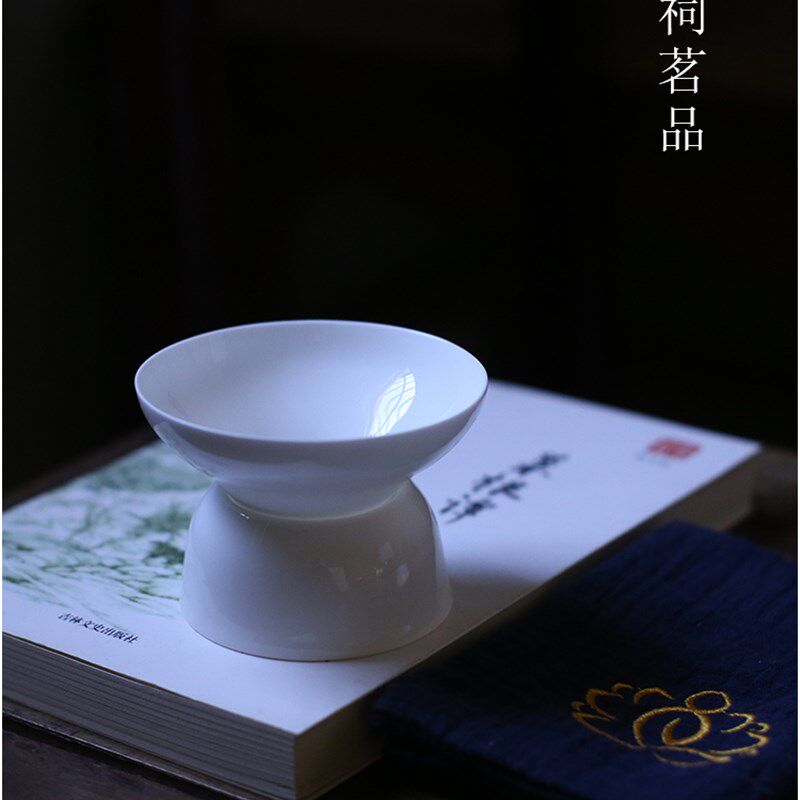 见山阁正宗骨瓷茶漏茶全瓷茶叶过漏网商用茶隔茶器茶具