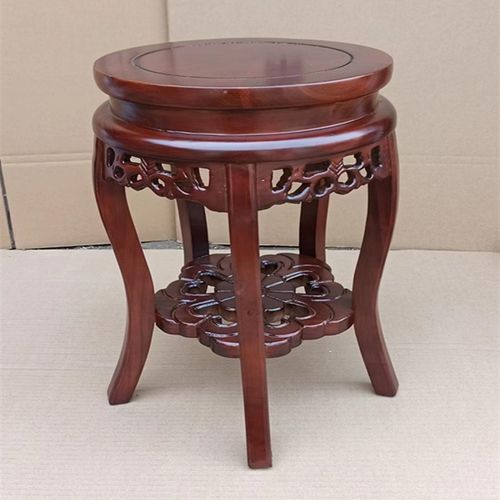 实木矮架落地榆木办公室内圆鱼缸客厅单个木架酒缸瓶底座