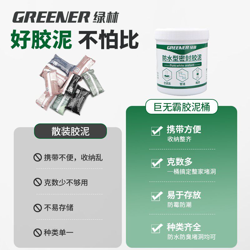 绿林泥空调孔堵洞堵塞泥堵漏防水填充下水管道桶装,标准件/零部件/工业耗材,密封胶泥,淘宝优惠券,粉丝福利购,淘宝优惠卷