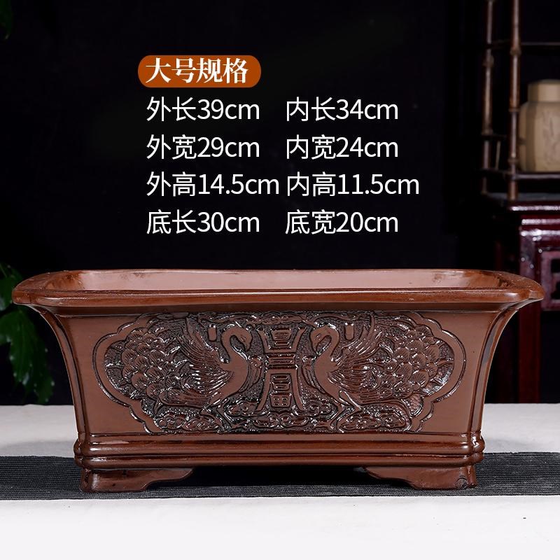 陶瓷花盆椭圆形长方形大口径花卉文竹绿植盆景榕树仿古浮雕盆