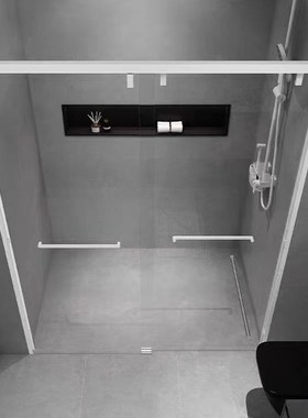 极窄白色一字型缓冲房浴室干湿分离玻璃推拉移门浴屏定制