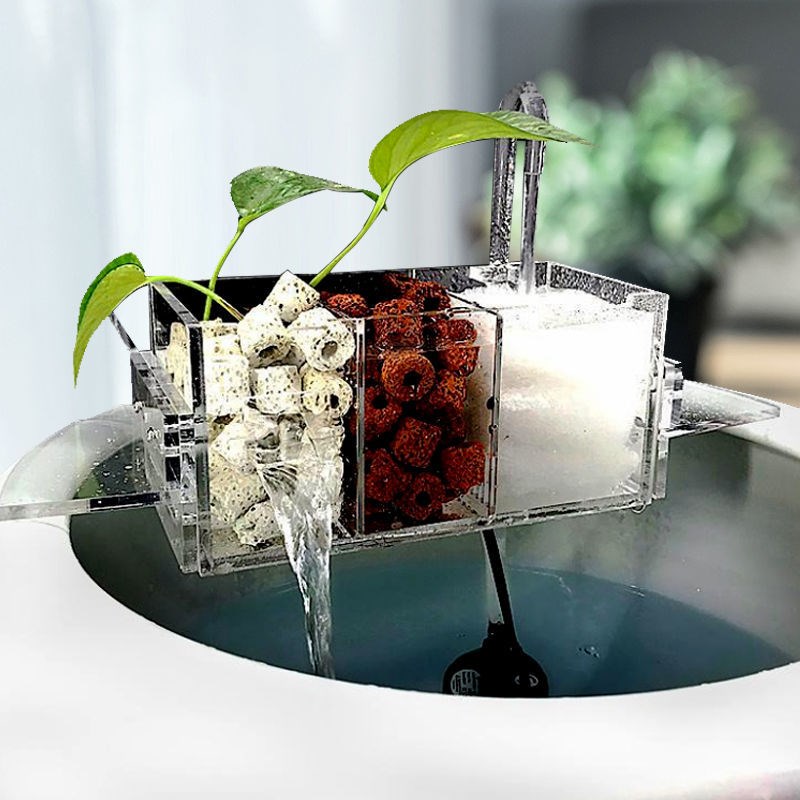 陶瓷鱼缸过滤器圆形鱼缸过滤器上置过滤器 三合一加氧滴流盒亚克