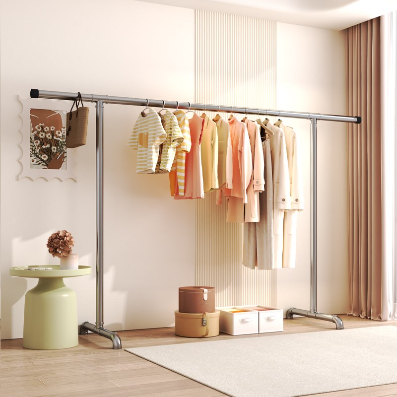 双层款钢管落地晾衣架室内阳台户外防风挂衣架家用水管晒衣服架子