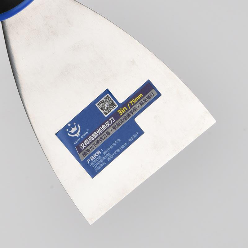 汉得克抛光油灰刀双色柄3寸4寸5寸精抛光不锈钢刀身带后尾钉锤型