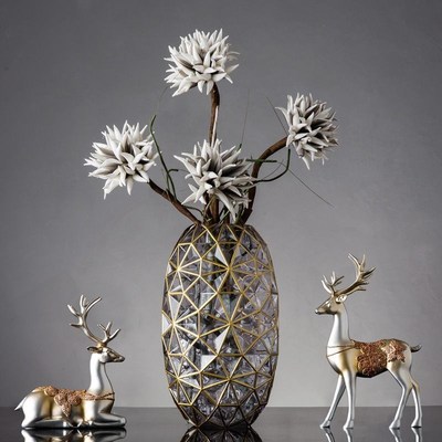 高档高端大气装饰品酒柜餐桌客厅现代简约轻奢电视柜玻璃花瓶摆件