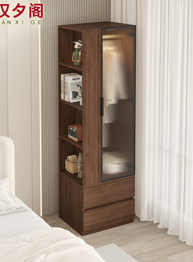 中古风转角床头柜j衣柜一体家用卧室小户型简易单门储物柜定制1C6
