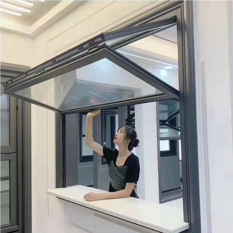 铝合金上下折叠窗网红美式任意悬停咖啡店奶茶店吧台厨房定制窗户