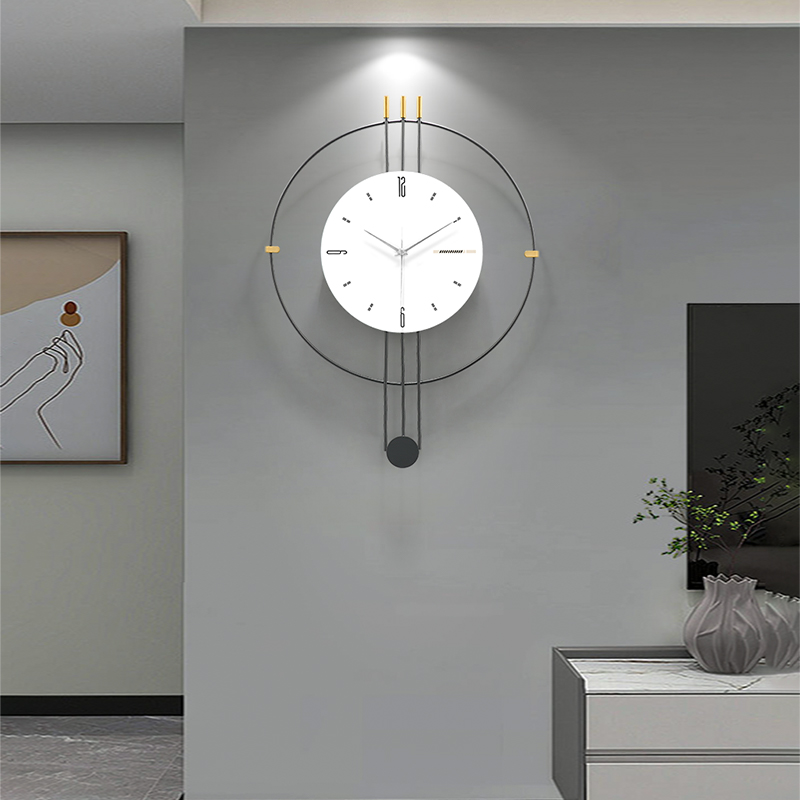 现代极简挂钟高级感客厅时钟挂墙2024新款艺术电视背景墙装饰钟表