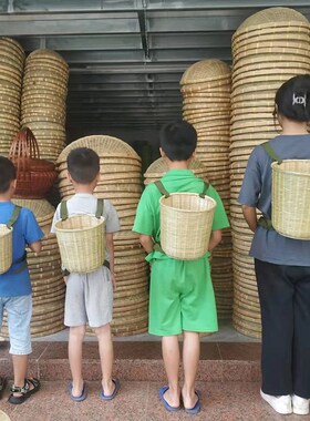 摘茶叶篓子背篓双肩采茶专用篮子采摘儿童小孩竹篓收纳筐茶叶竹篓