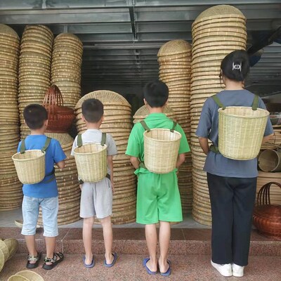 摘茶叶篓子背篓双肩采茶专用篮子采摘儿童小孩竹篓收纳筐茶叶竹篓