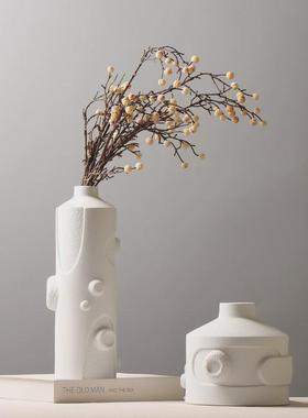 北欧白色花瓶客厅创意插花磨砂花器简约现L代酒柜茶几装饰陶瓷摆