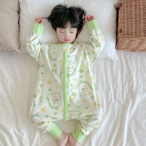 儿童睡袋纯棉男童春m秋婴儿防踢被分腿春夏薄款宝宝四季恒温睡衣