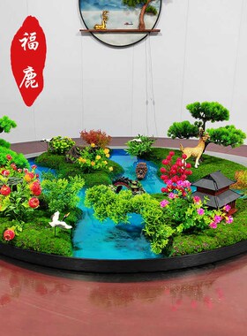 酒店餐桌中间转盘摆件桌花中式圆形创意大圆桌摆花桌芯装饰品摆设
