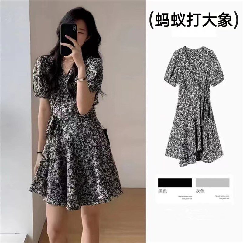 哺乳衣外出辣妈款夏季时尚女装法式复古碎花连衣裙产后喂奶裙子夏