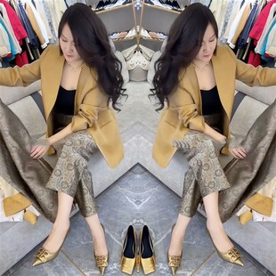 新款 2024年夏季 时尚 纯色净版 子潮 高端气质网红爆款 外套高腰裤 女装