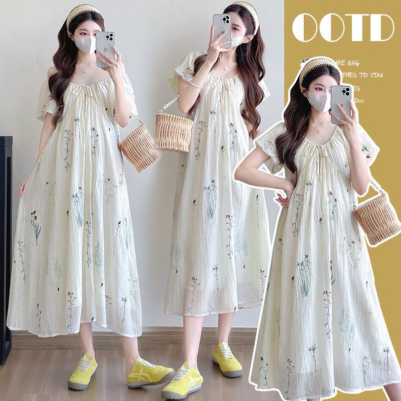 孕妇装连衣裙2025夏季新款甜美气质孕妈高级感穿搭刺绣连衣裙宽松,孕妇装/孕产妇用品/营养,连衣裙,淘宝优惠券,粉丝福利购,淘宝优惠卷
