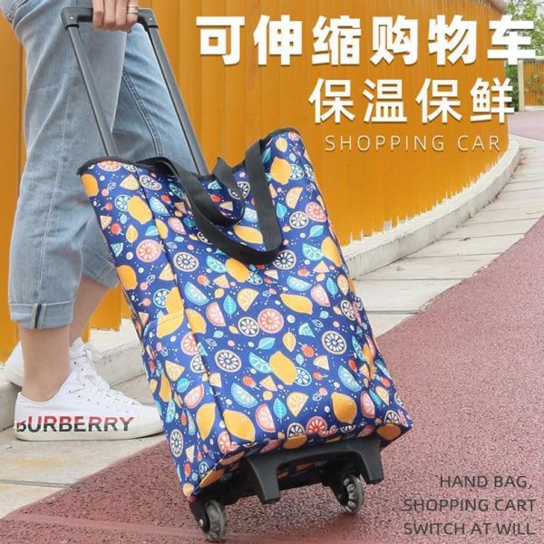 可伸缩保温保鲜便携折叠购物车买菜车家用拖车轻便拉杆行李小推车