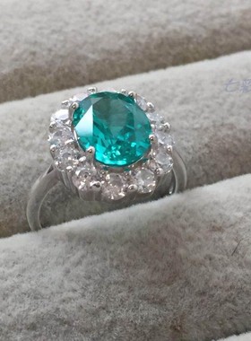 圆形椭圆925银镶嵌女戒指空托定制 彩宝自由搭配免费镶嵌 DIY银饰