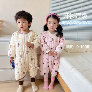 宝宝睡袋秋冬夹棉冬天婴儿纯棉开衫睡衣小童睡觉防踢.被儿童睡袍