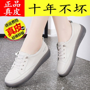 百搭软底防滑透气帆布鞋 小白鞋 女2023秋季 新款 牛筋底真皮防臭单鞋